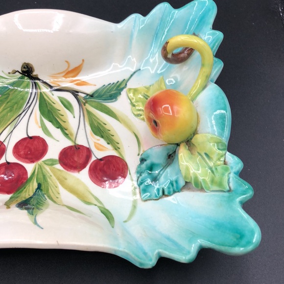 VINTAGE ITALIAN MAJOLICA HANDPAINTED CERAMIC CANDY/NUT DISH HAND-MADE IN ITALY - Picture 5 of 11